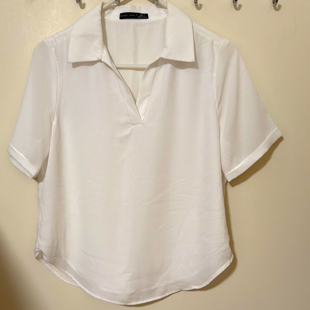 Black Tape Polo Woven Blouse Size S